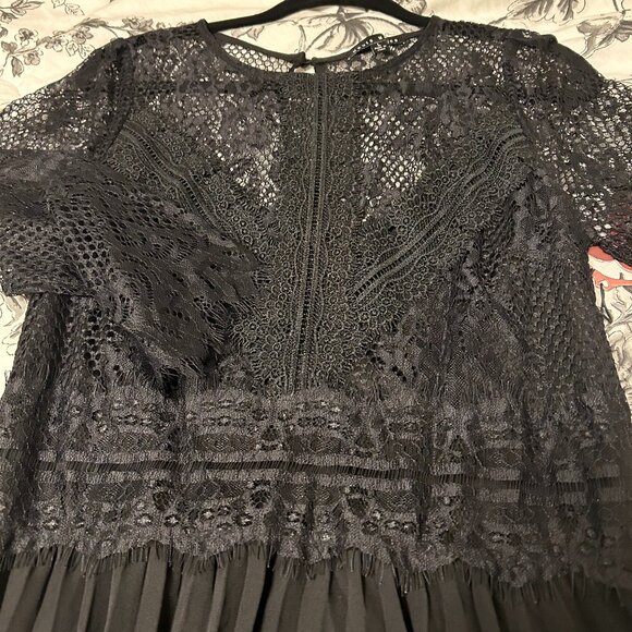 Haute Monde Black Lace Top Pleated Bottom Dress - Picture 8 of 9
